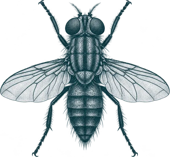 Engraved illustration of a housefly