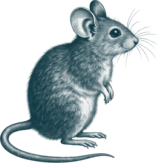 Engraved illustration of a house mouse